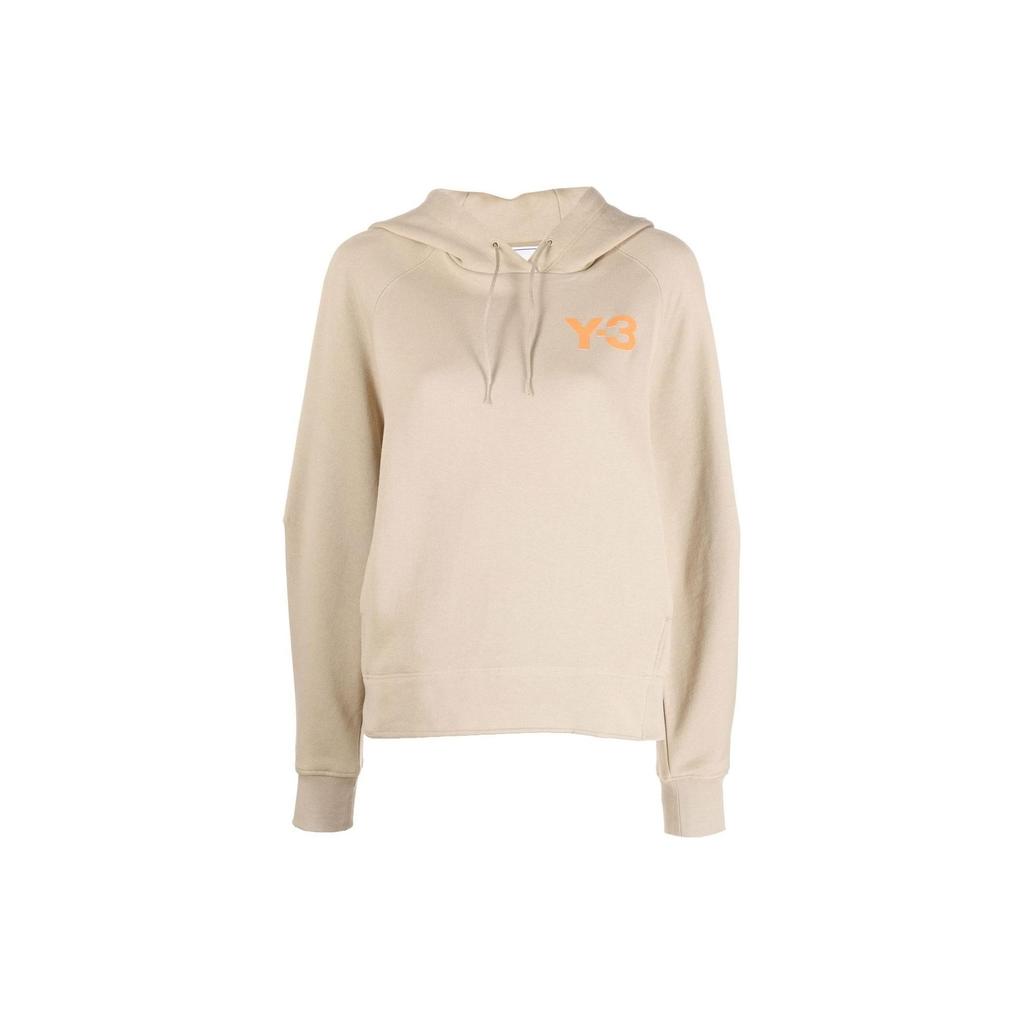 Y-3 Letter Logo Printed Hooded Long Sleeve Sweatshirt Women Sweatshirt Beige HT4728