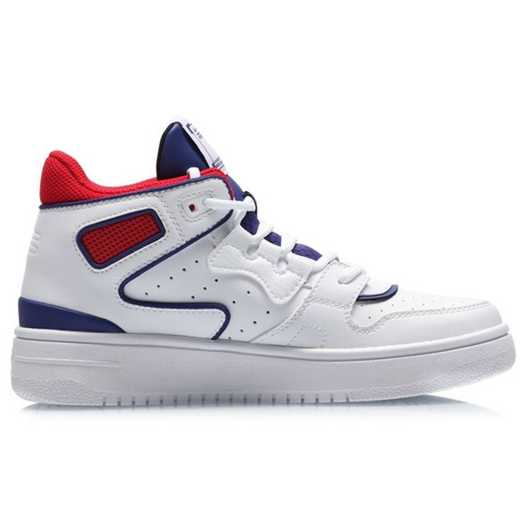 Li Ning Youth  Childrens Non-Slip Shock Absorbing Wear-Resistant Breathable Mid-Top Skate Shoes Kids Skate Shoes White Blue YKCQ292-5