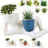 2025 NEW 3D Funny Lazy Guy Planter Pot Resin Succulent Resin Indoor Cute Character Smily Face Miniature Plant Cactus Outdoor Rocking Mini Man Little
