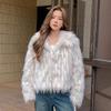 Imitation Fur Fur Jacket Winter Large Size Women's Clothing Fox Hair Color Matching Printing and Dyeing Lapel Plush Clothes