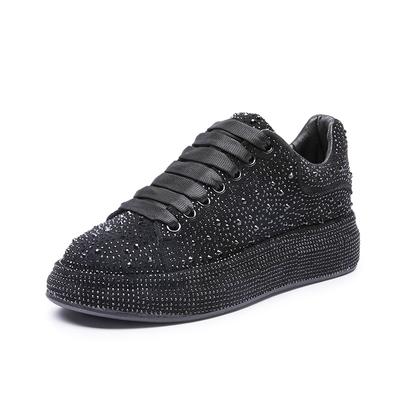 Mode Hoge Top Lente Zwart Dames Schoenen Nieuwe Stijl Mode 9.5CM Platform Schoenen Platforms Sneakers Tide Shine Bling Strass Schoenen