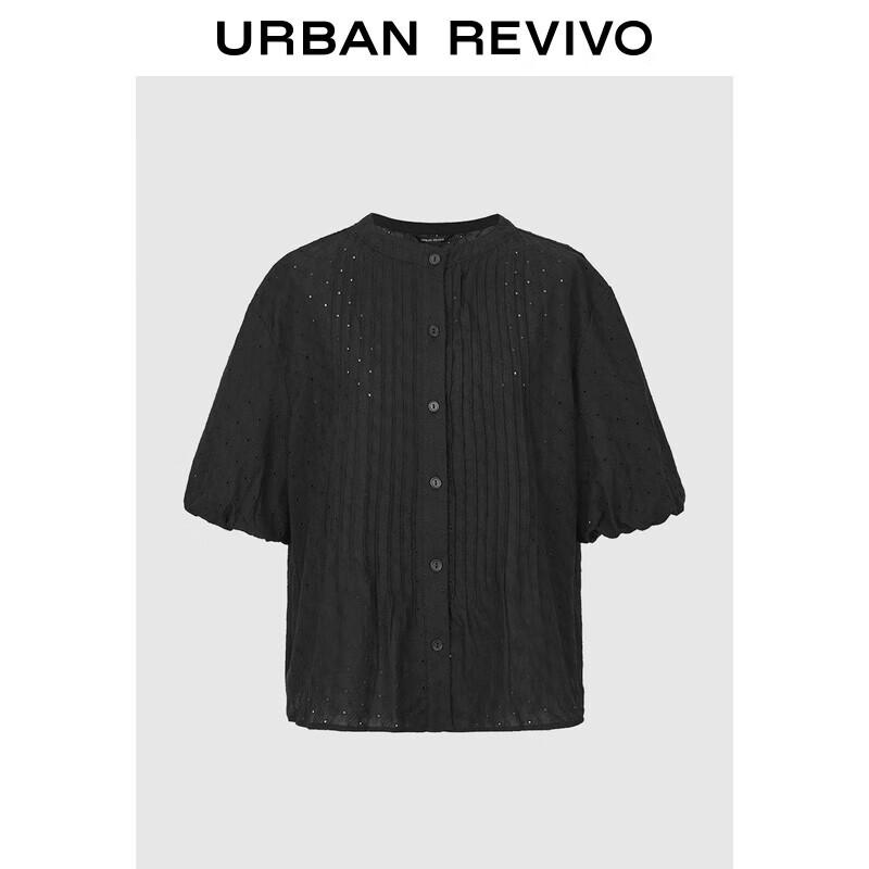 UR 2025 Autumn Women s Hollow Texture Button-Front Shirt S