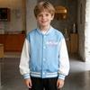Kids Baseball Jacket Coat Lightweight Quilted Lined Button Down Coat with Contrasting Sleeves Stripes Spring Fall