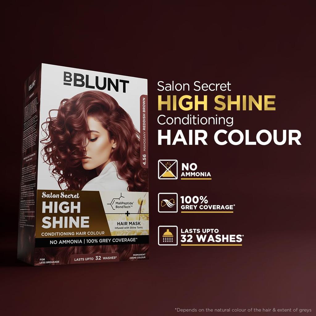 BBLUNT Salon Secret High Shine Conditioning Hair Colour Mahogany Reddish Brown 130G Pack Of 1