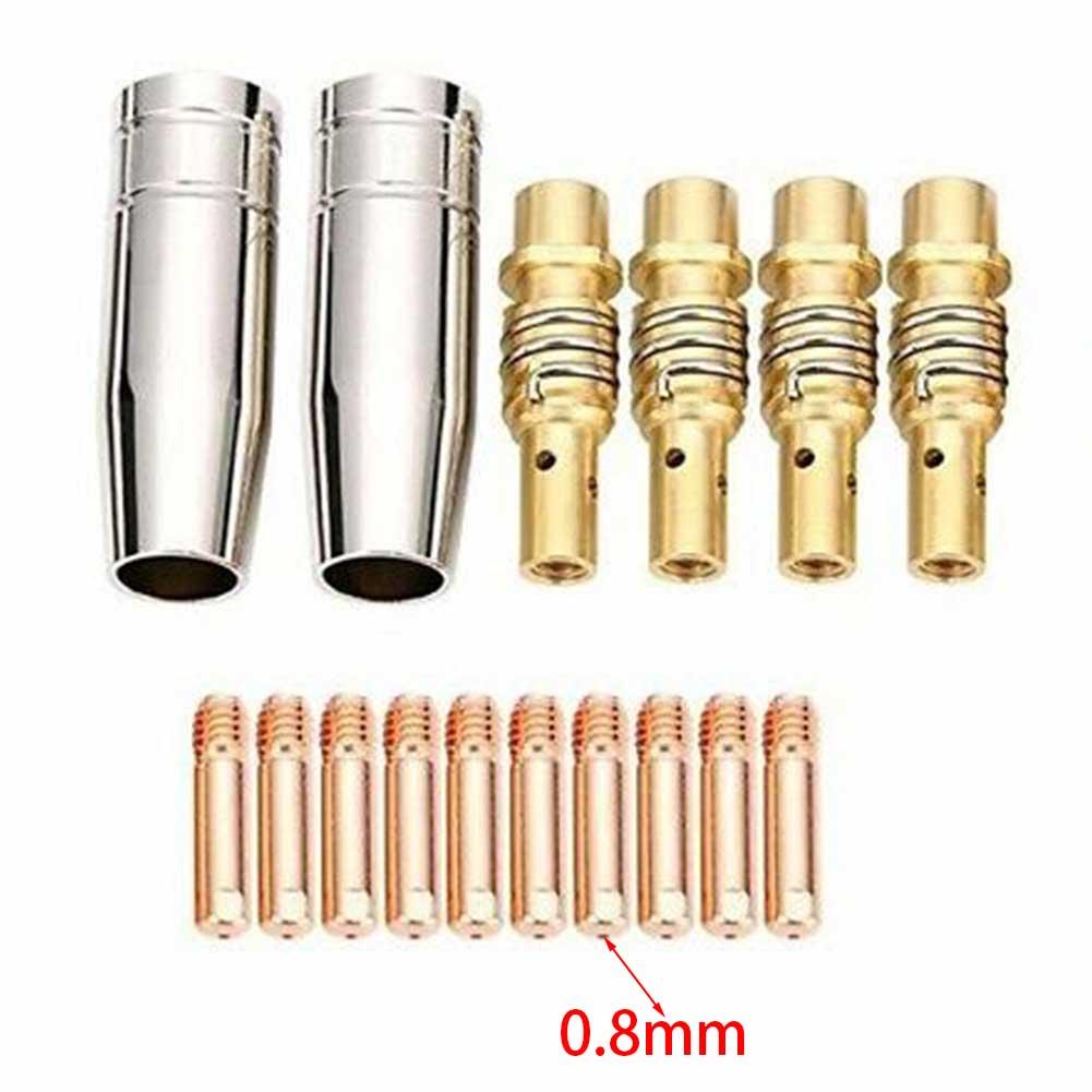 MIG Welding Contact Tip Consumables 16PC MIG Welding MB15 15AK Contact Tip 0.8/1.0/1.2mm For Rilon Riland Jasic Mitech Chiry