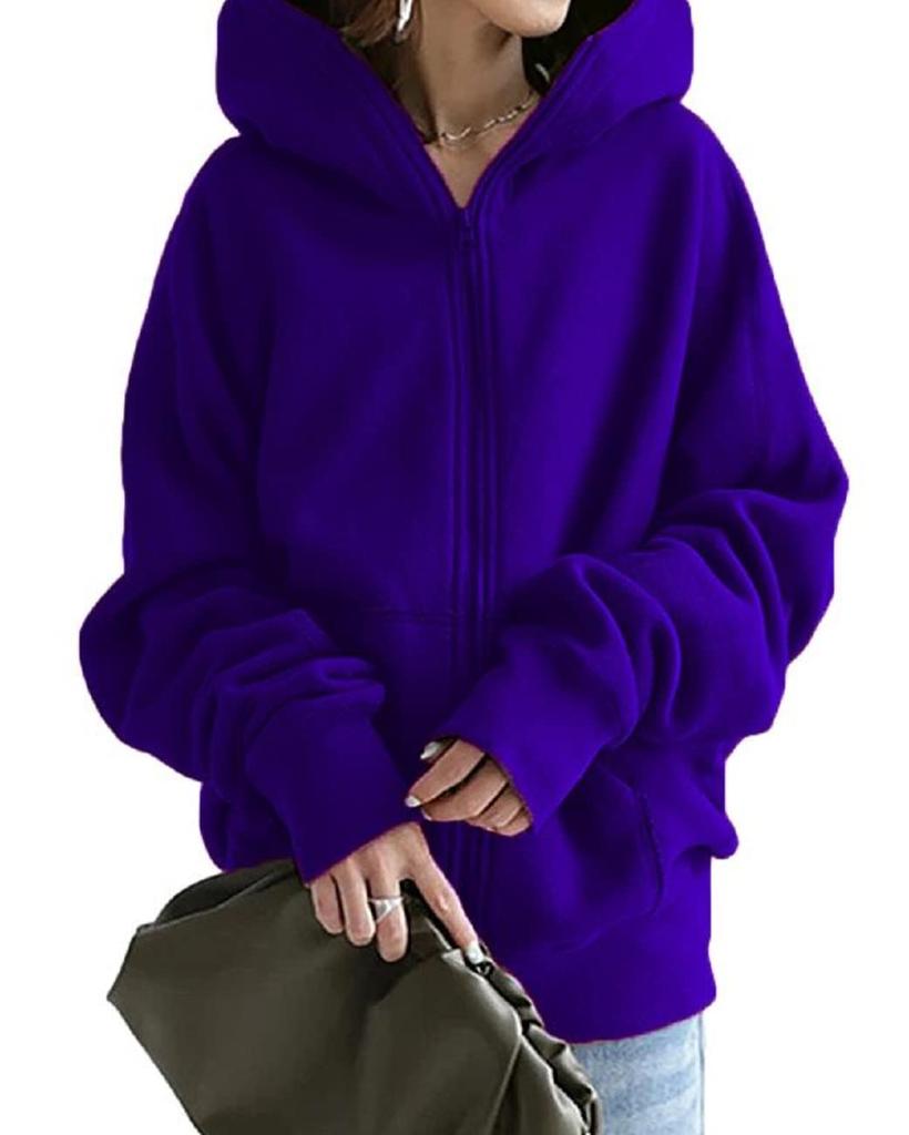Colorful Solid Loose Korean [1/2style] [Nibunnoichi Style] Zip-Up Hoodie, Hood, Lightweight, Color, Fit, Long, Oversized, Spring, Fall, Winter,