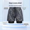 Men's Quick-Dry Double-Layer Swim Trunks - Large, Anti-Embarrassment, Boxer Style, Professional Hot Spring Set
