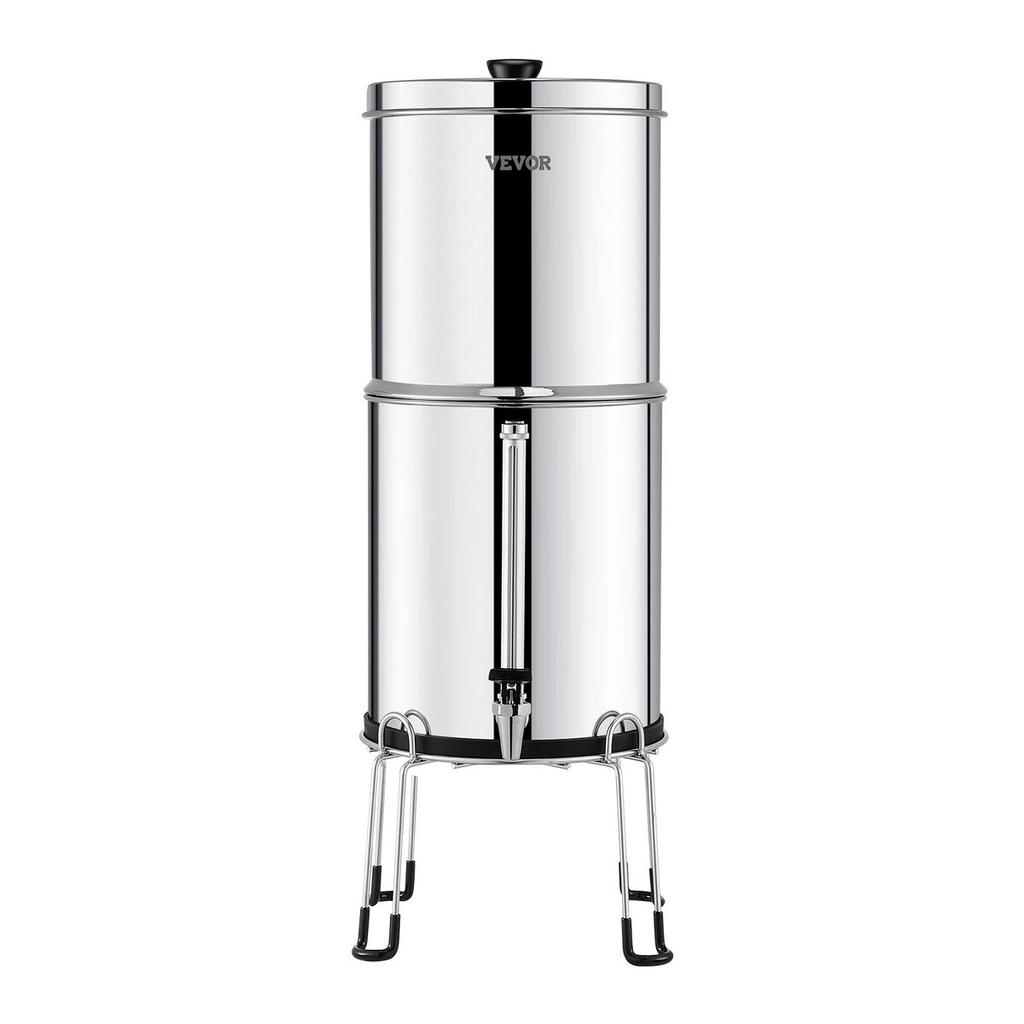 Gravity-fed Water Filter System, 2.25G 304 Stainless-Steel Countertop System, Water Filtration System, Reduces Lead and Up To 99% of Chlorine, with 2