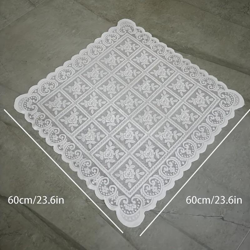 

Retro Crochet Lace White Tablecloth Knitted Bedside Table Cover Coffee Table Desk Cloth Desktop Home Decoration for Bedroom