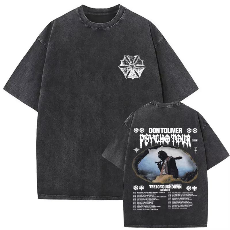 Washed Vintage Rapper Don Toliver Hardstone Psycho Album Print T Shirts Unisex Women Fashion Hip Hop Oversized Tshirts Streetwear