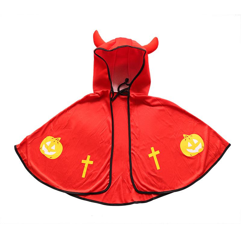Halloween Cape, Children's Fancy Dress Party Demon Horn Cape Cape Cosplay Witch Dress Up Costume