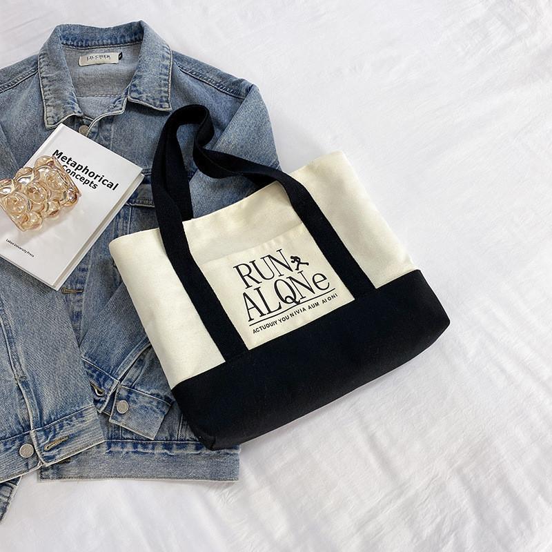 Новая холщовая сумка женская городская минималистичная модная сумка литературная лесная серия красочная сумка через плечо оптом чёрный