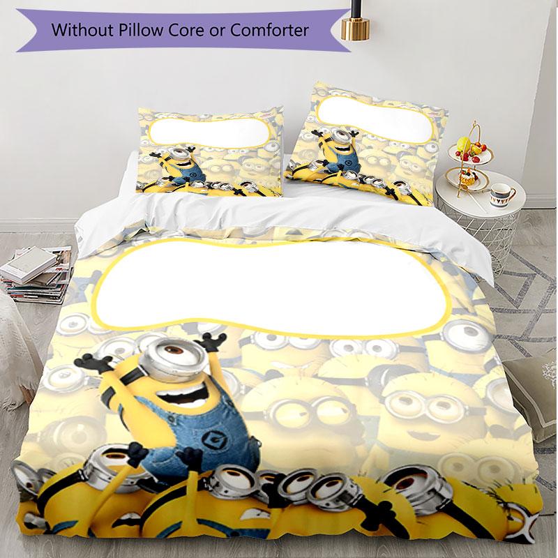3pcs Duvet Cover Set (1*Duvet Cover + 2*Pillowcase, Without Core), Minions Print Soft All‑Season Bedding Set, Home Bedroom Decor Gift
