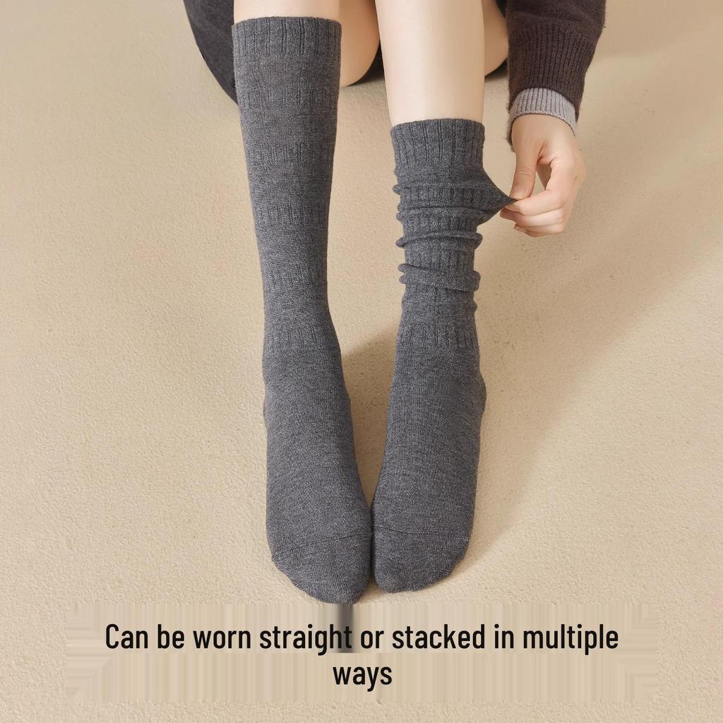 Women's Thickened Warm Mid-Calf Socks - White Boneless Leg Warmers for Autumn/Winter