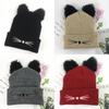 Stylowa Czapka Zimowa z Uszami Kota dla Kobiet, Dzianinowa Akrylowa, Ciepła Beanie dla Maksymalnego Ciepła