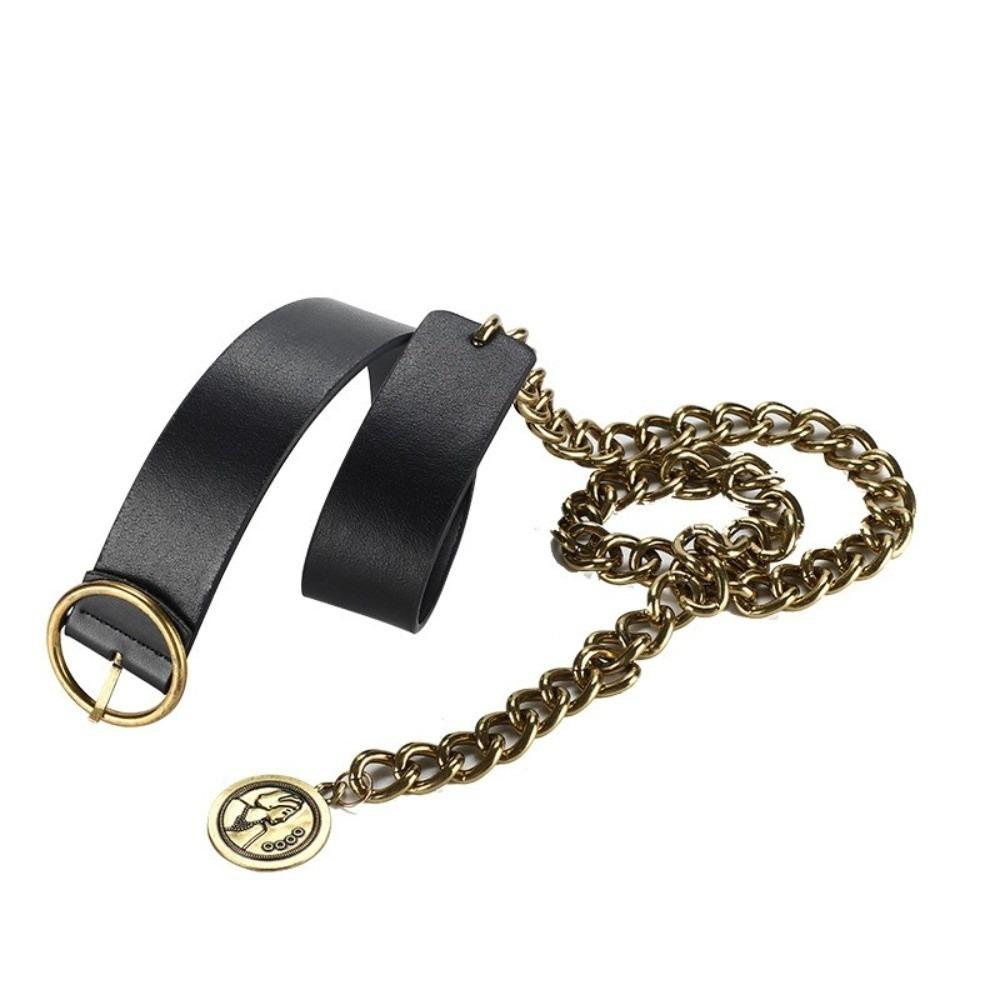 Slim Side Thin Waist Chain Adjustable Dress Chain Simple PU Leather Belt  Waist Accessories