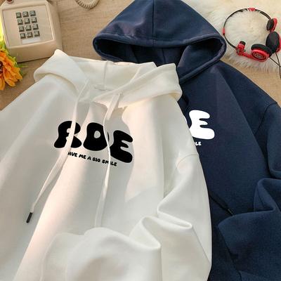 Printed Large Size Casual Hooded Sweater Autumn and Winter Loose Trendy Brand Alphabet Sports Jacket