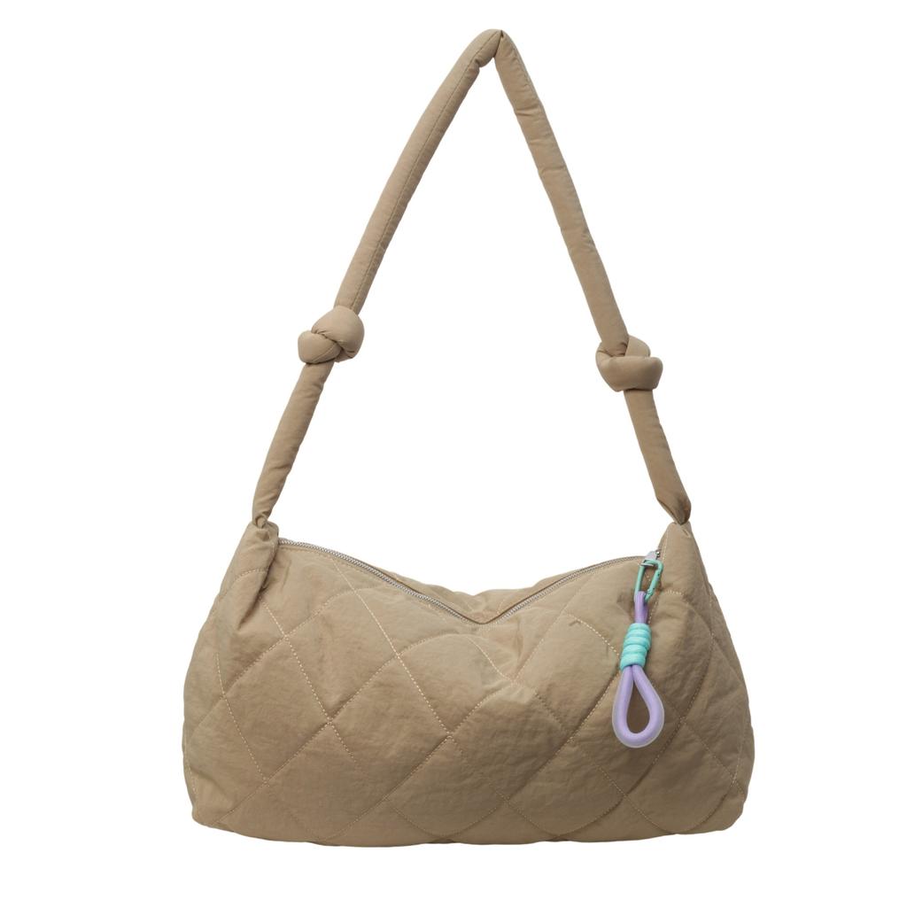 Rhombus large-capacity shoulder messenger bag casual handbag new underarm bag pleated tote bag