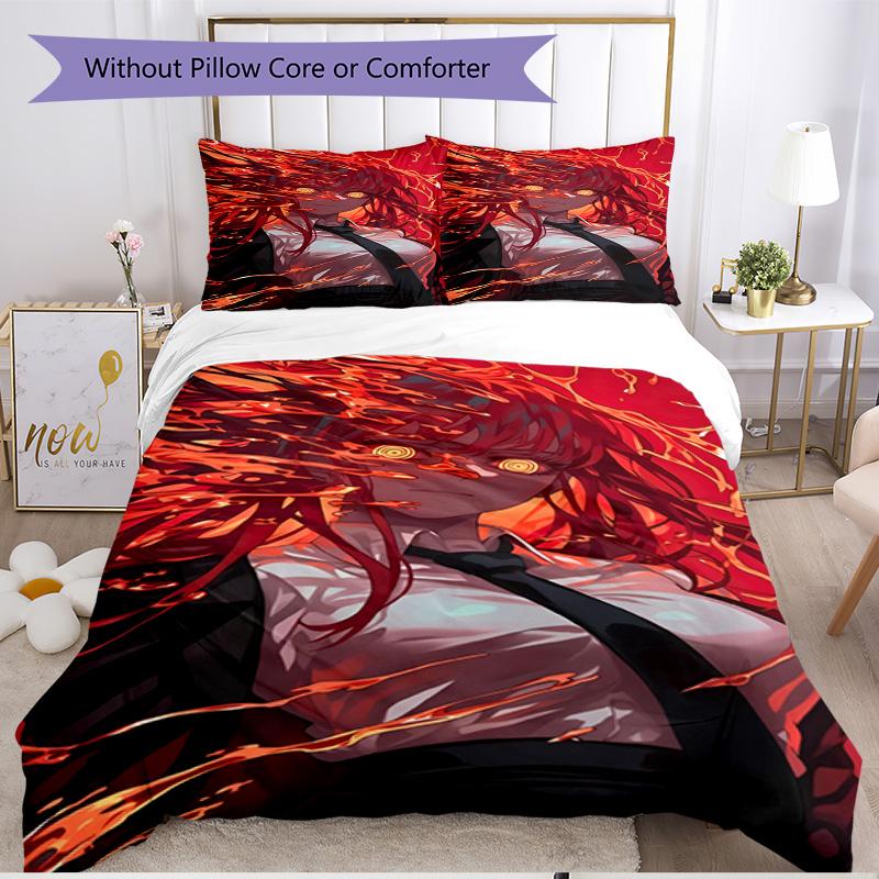 3pcs Duvet Cover Set (1*Duvet Cover + 2*Pillowcase, Without Core), Makima Chainsaw Man Print Soft All‑Season Bedding Set, Home Bedroom Decor Gift