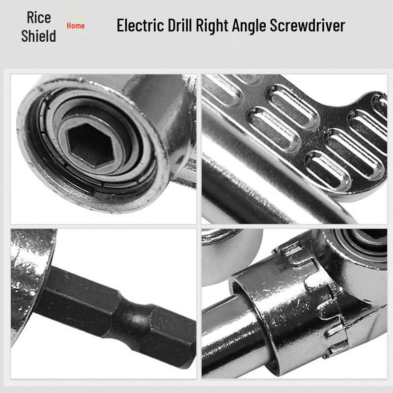 Universal Right Angle Flexible Screwdriver Attachment with Electric Drill Connection