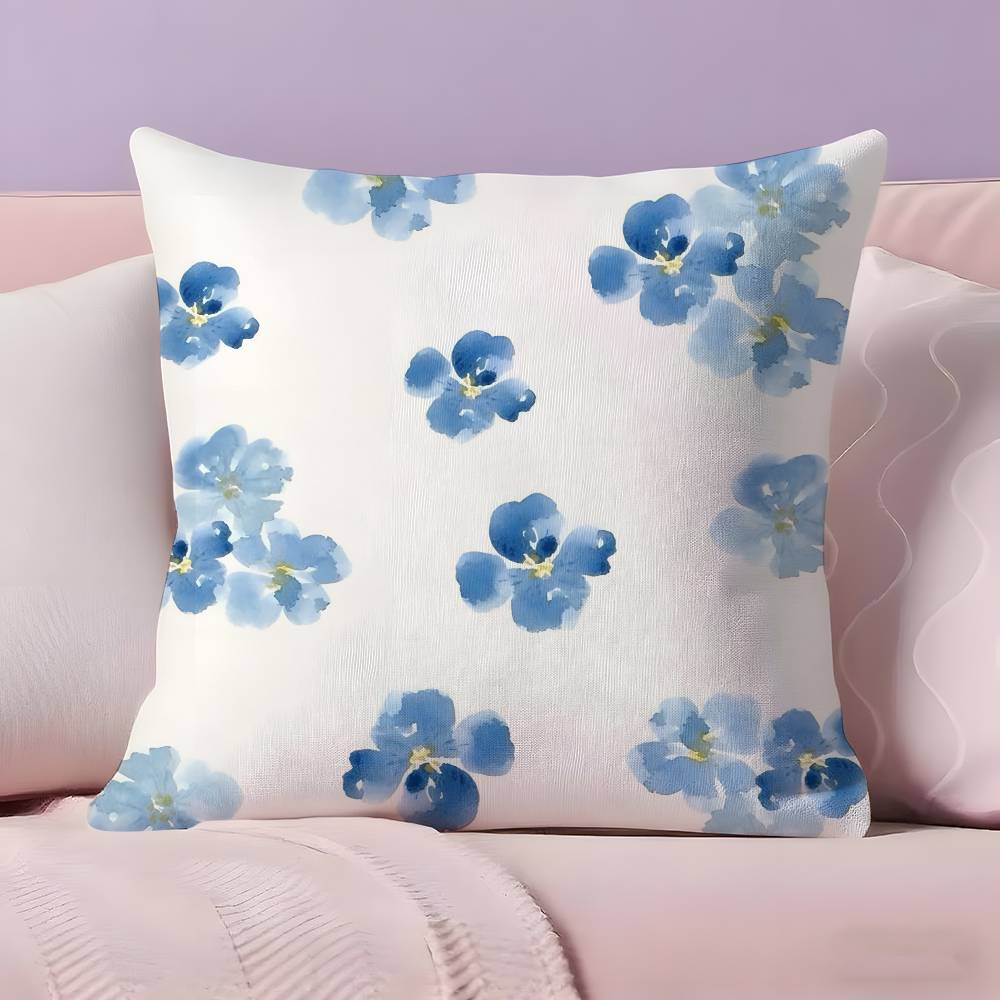 Elegant Blue Floral art Pillow Case  Ultra Soft Skin Friendly Fabric Cloud Like Comfort & Concealed Zipper