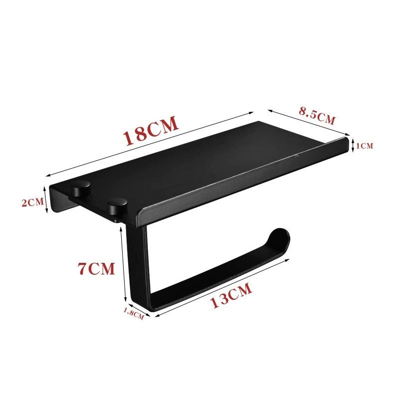 Soporte para papel higiénico de aluminio para baño con estante de almacenamiento para teléfono