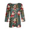 Women's Fashionable Casual Three-Quarter Sleeve Christmas Print Round Neck Top
