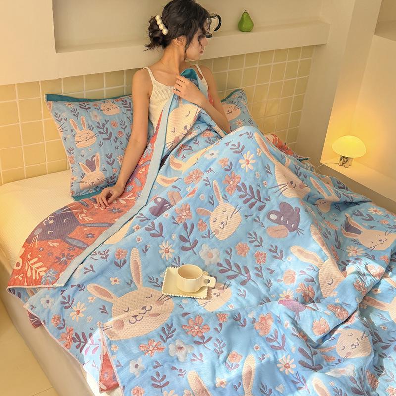 Three-layer Cotton Gauze Blanket - Versatile for Office Nap, Sofa, Air Conditioning, and Summer Quilt Uses