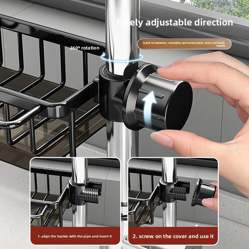 Aluminum Kitchen Sink Water Drain Organizer With Removable Tray For Home Use