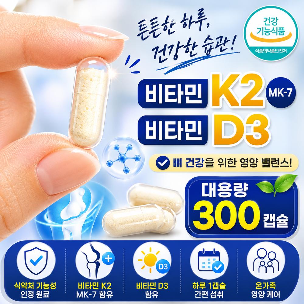 Onmamdamun Vitamin K2 MK7 Vitamin D3 Bone Health Calcium Absorption Health Functional Supplement Premium Ingredients | 1 pcs 300 Tablets