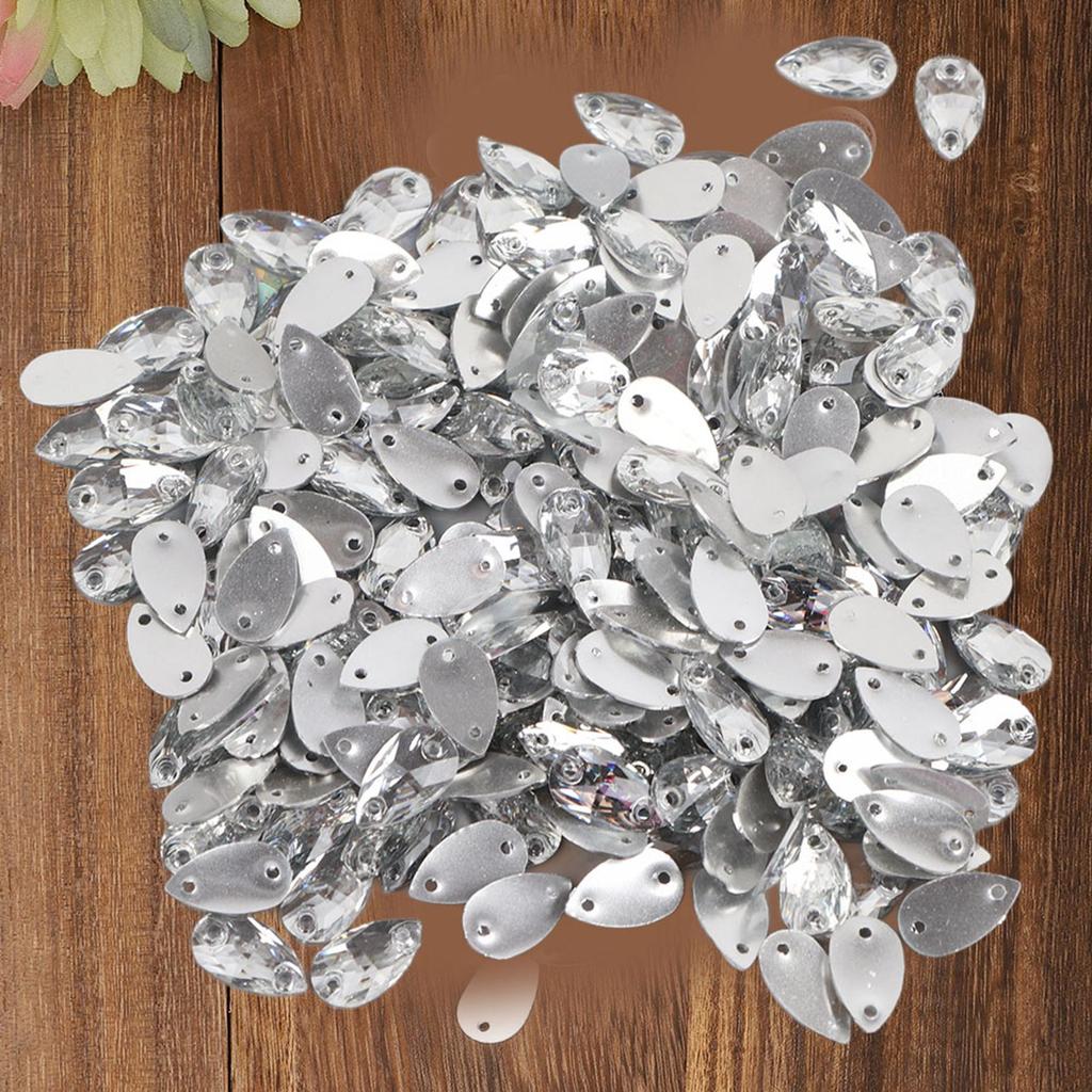 200 Pcs   Bd Acrylic Resin Drip Sewing Rhinestone Buttons 7x12mm Shoe Decoration less thanbr(  Coloured )