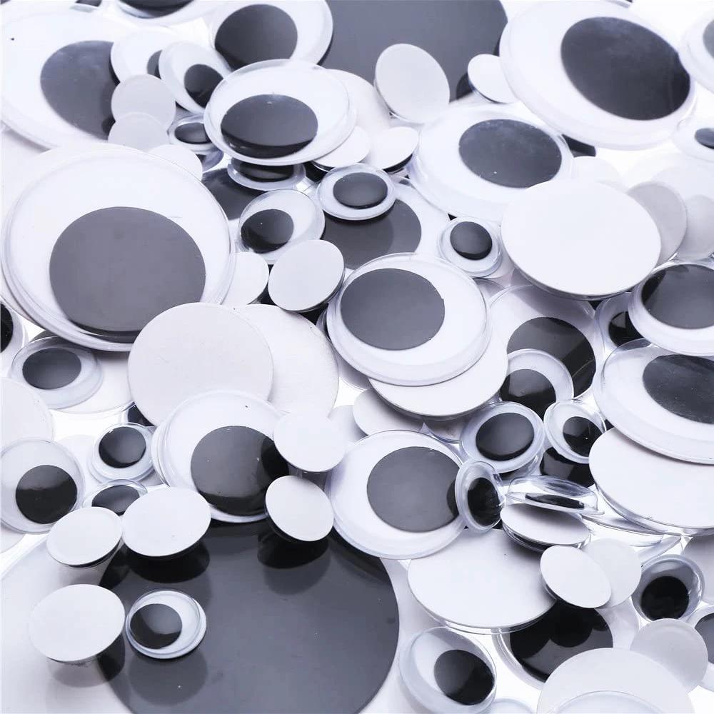 300Pcs/Box DIY Wiggly Googly Eyes Stickers Black White Color Self-Adhesive Doll Eye DIY Craft Supplies