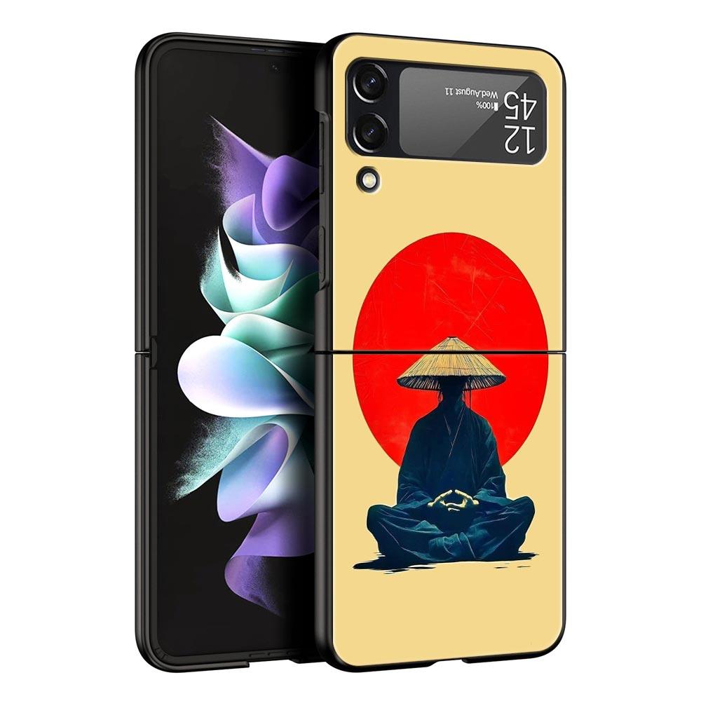 Japanese Style Art Japan Phone Case For Samsung Galaxy Z Flip3 Flip4 Flip5 Case Shell For Z Flip 3 4 5 6 7 Hard Folding Cover