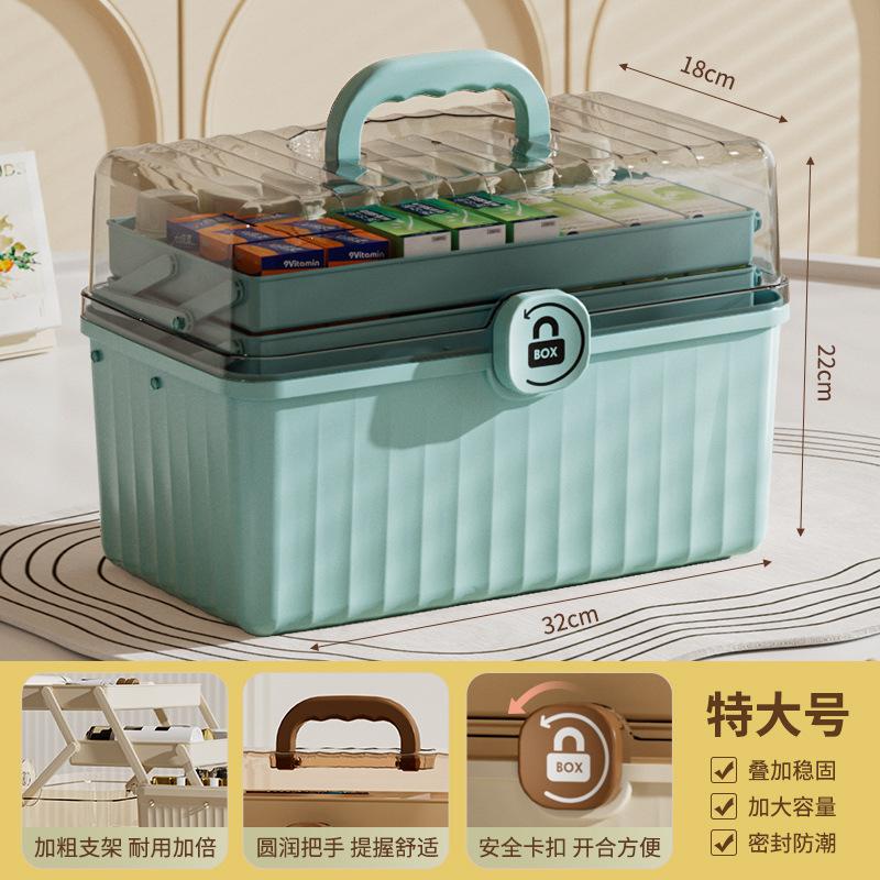 Portable Large Capacity Medicine Box Family Use Emergency First Aid Storage Organizer for Drugs And Medical Supplies