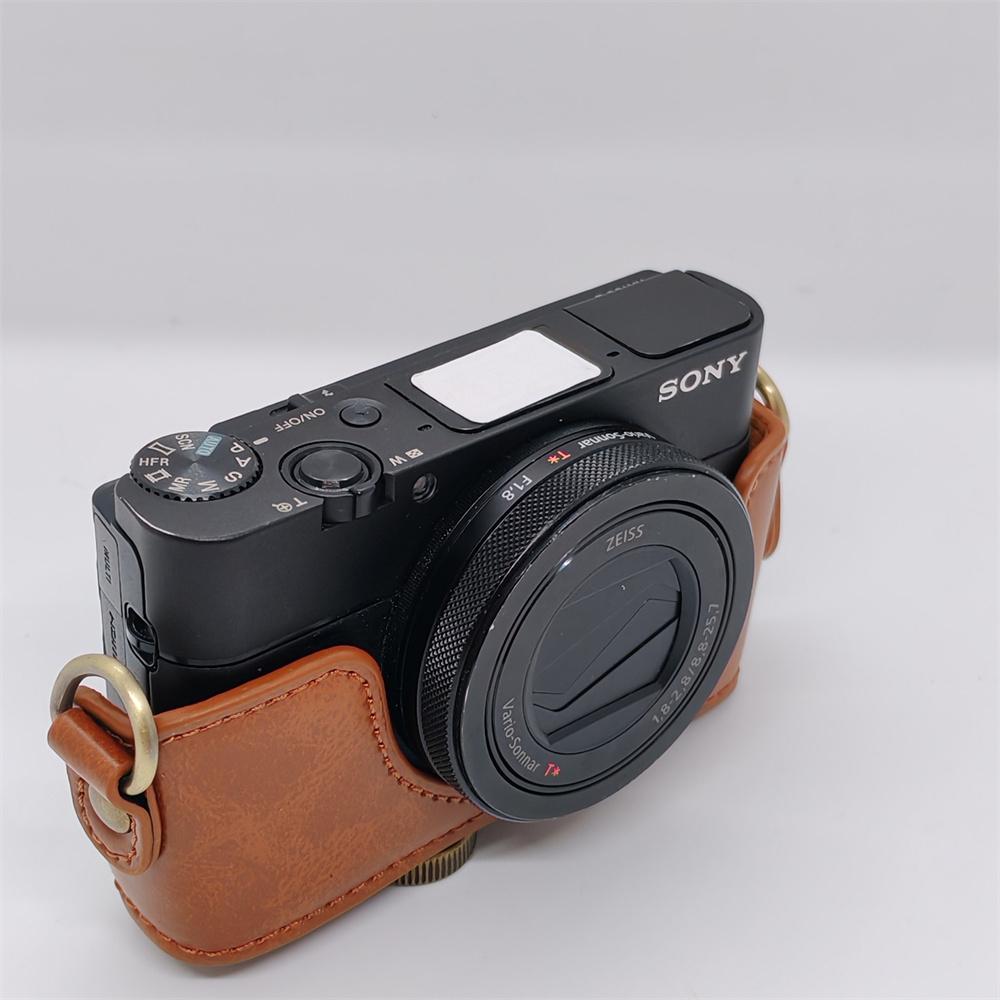 PU Leather Camera Bag Case For Sony RX100 M7 RX100II RX100 M3 RX100III M4 M5 M6 Shoulder Strap Full Body Protect Cover