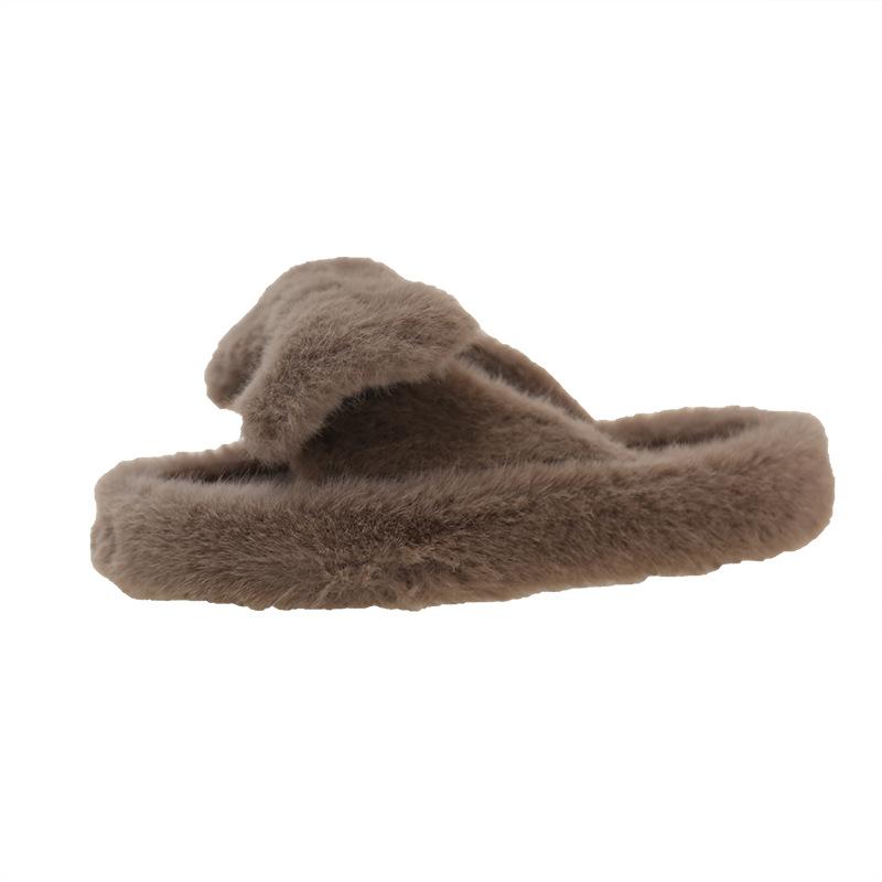 2025 Herbst- und Wintermode lässig vielseitig hochwertig dicker Boden ins tide fashion Plüsch Ein-Wort flauschige Hausschuhe