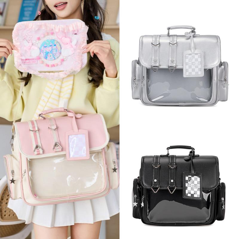 JK Transparent Mochilas Y2K Mochila Preppy Ita Bag High Capacity Bolsas Commuter Backpack Bags for Woman