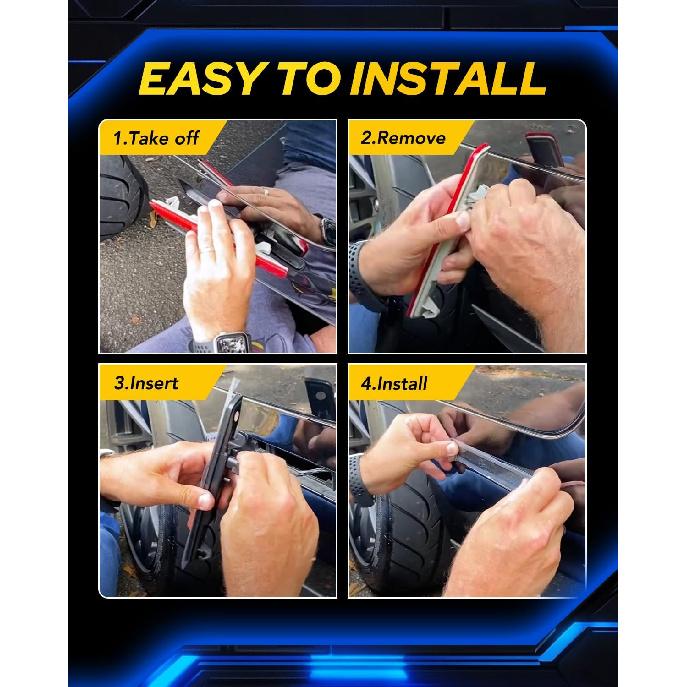 AUTOONE Upgraded Red Rear LED Side Marker Lights Compatible With 2008-2014 Dodge Challenger & 2011-2014 Charger, Fender Side Markers, Smoked Lens