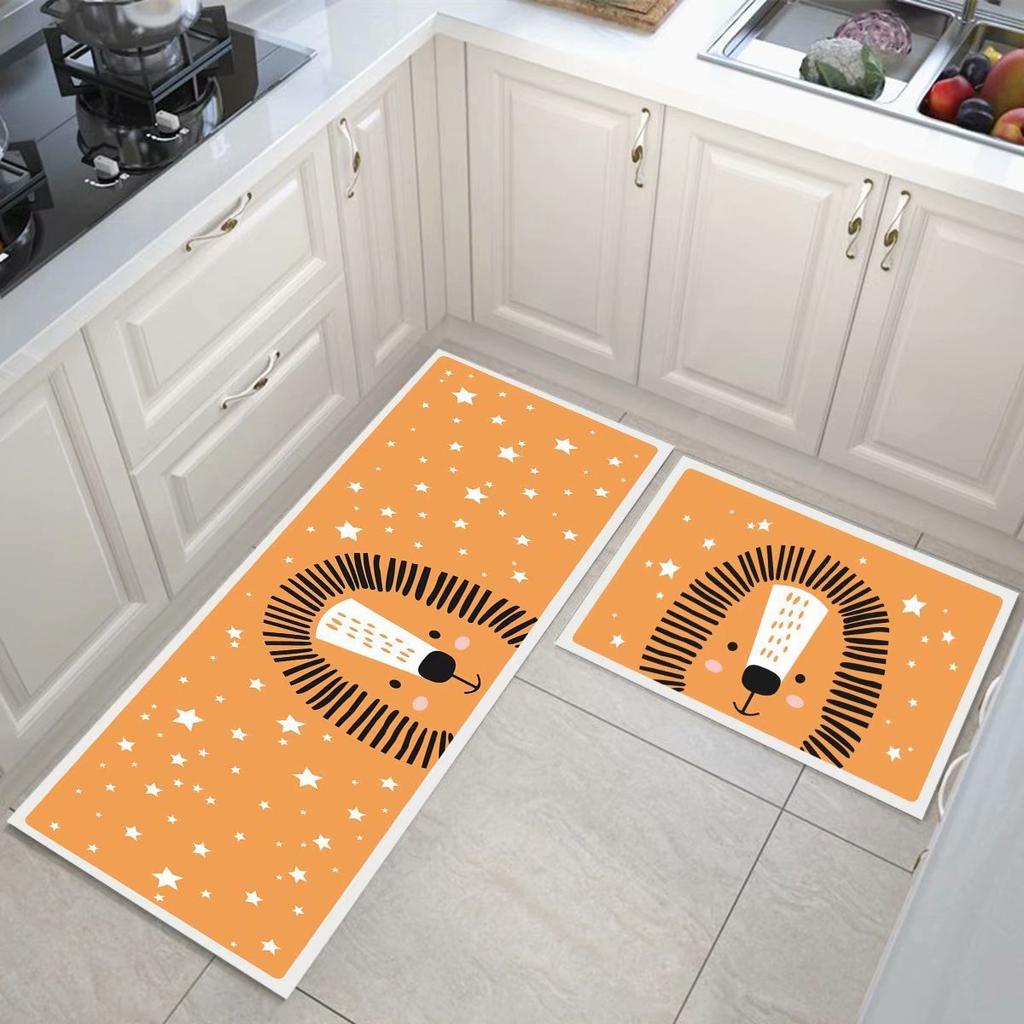 Cartoon Kitchen Floor Mat, Water-Absorbing And Oil-Absorbing Diatom Mud Floor Mat, Wear-Resistant And Dirt-Resistant L-Shaped Floor Mat, Anti-Skid Ma