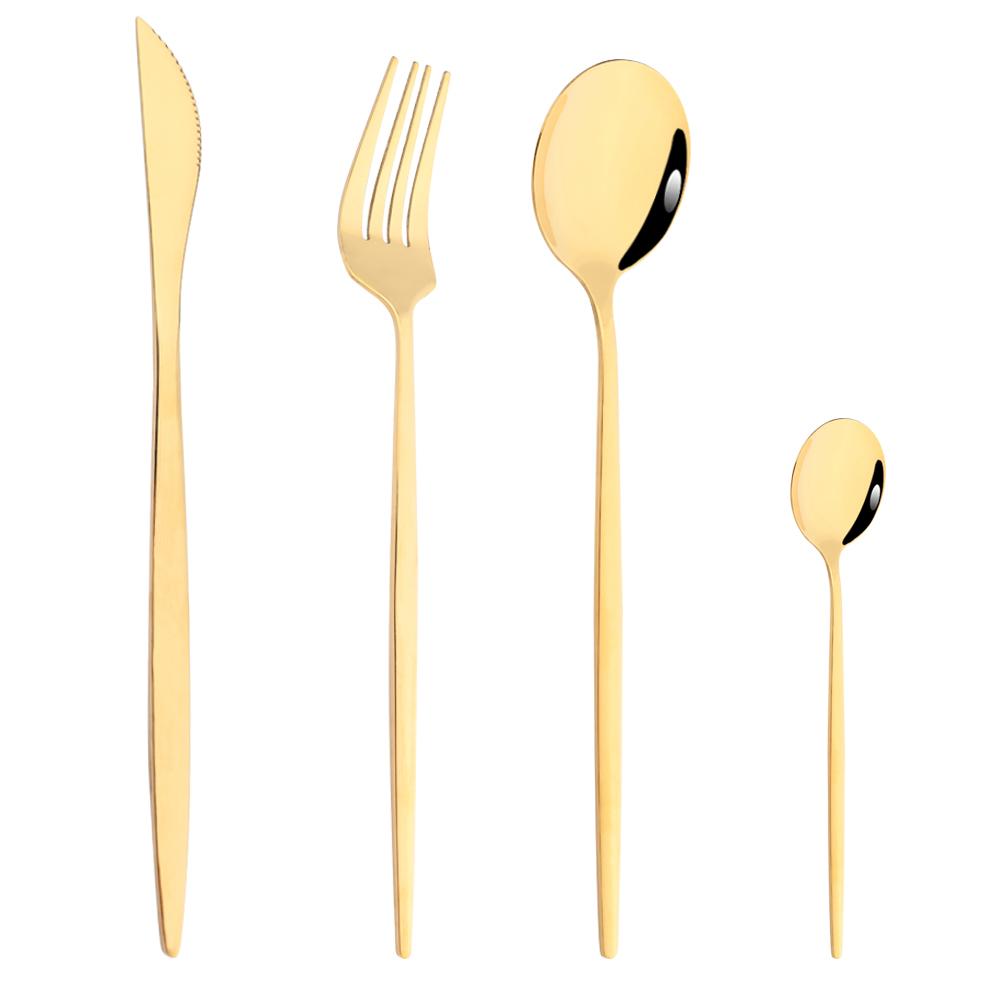 Drmfiy Pink Silver Stainless Steel Dinnerware Set Fork Knife Soup Ice Spoon Cutlery Set Western Flatware Kitchen Silverware Set