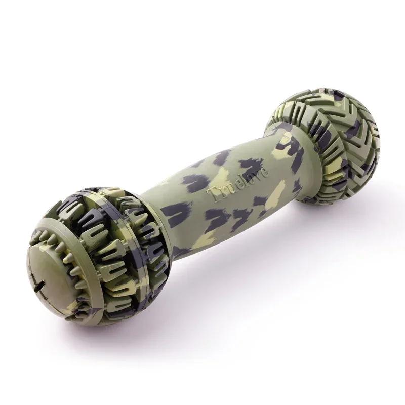 

Truelove Pet Super Durable Leak-proof Treat Dispenser Dog Toy Dumbbell Slow Feeder IQ Training Playing Teething Dog M оливковое drab