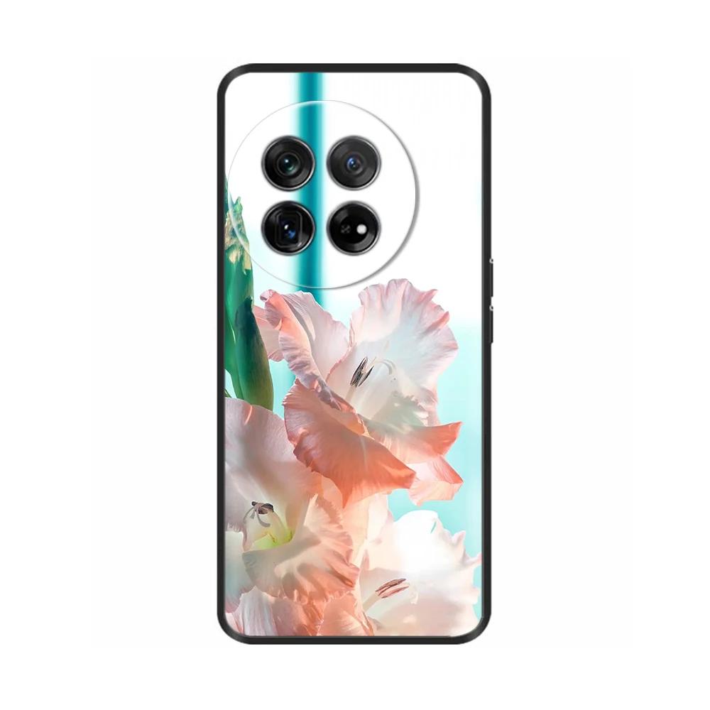 Painted Cover For OnePlus 12 Case Black Silicone Soft Luxury Phone Back Cover For One Plus 12 OnePlus12 5G Fundas Cases Hoesje