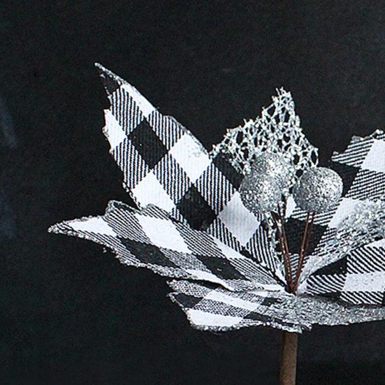 Xmas Flower High-quality Long Lifespan Home Decor Christmas Floral Black White Grid Xmas Flower Xmas Floral for Dorm