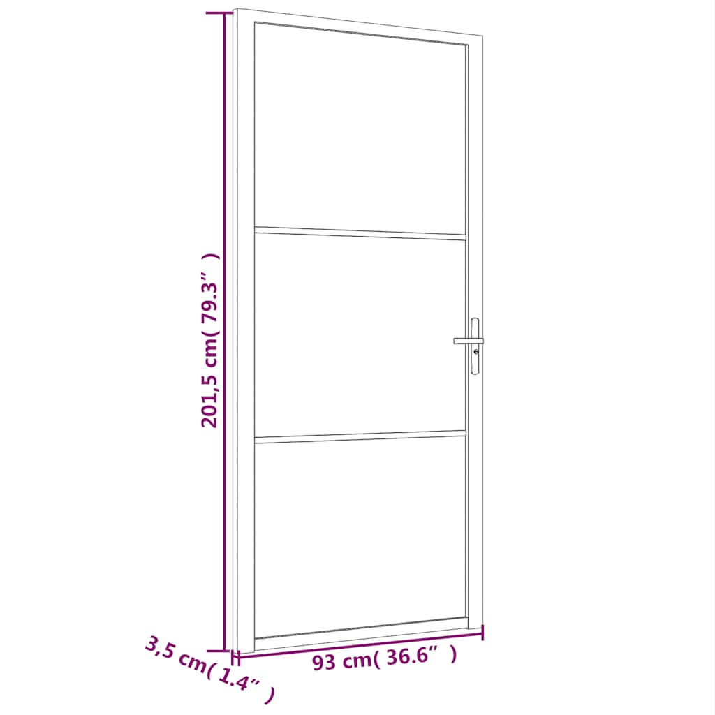 Vidaxl Innentür, 93X201,5 Cm, Schwarz, Mattglas Und Aluminium