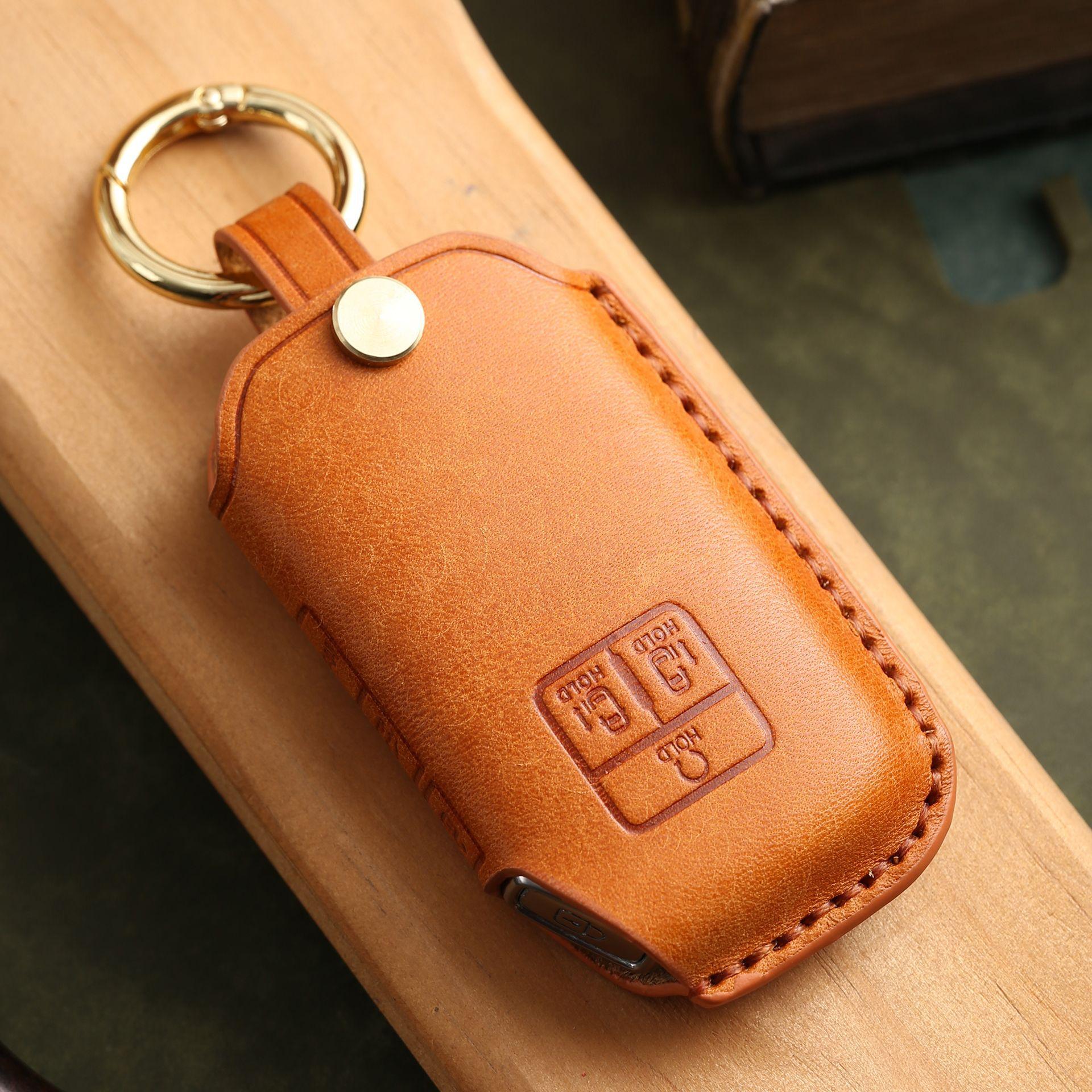 

Customized for Kia Jiahua key cover, first layer cowhide, genuine leather, car key protection, case buckle, commercial vehicle оранжевый