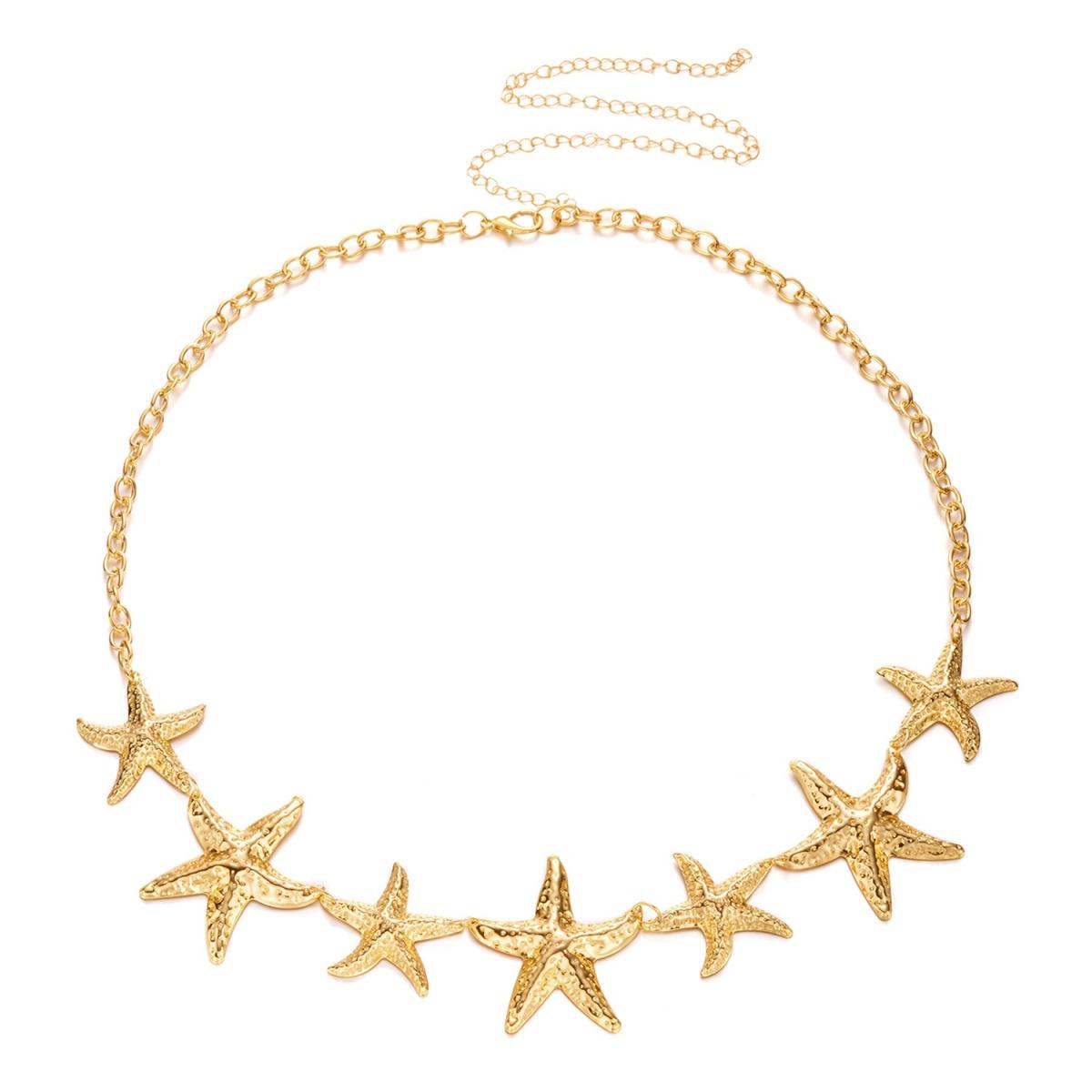 

Exaggerated Textured Metal Starfish Spliced Waist Chain For Women Men Boho Ocean Beach Sea Star Belly Chain Summer Body Jewelry