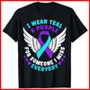 Suicide Prevention Awareness I Wear Teal And Purple Ribbon Black Cotton T-Shirt