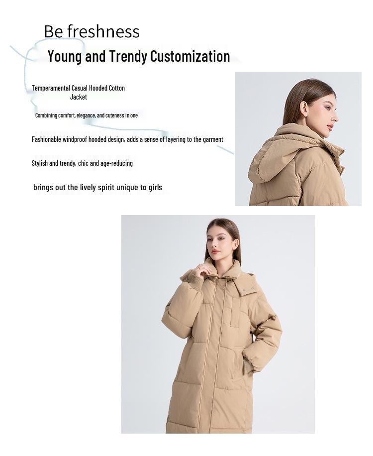 Women's Korean Style Knee-Length Cotton-Padded Winter Jacket - Loose, Thickened Coat