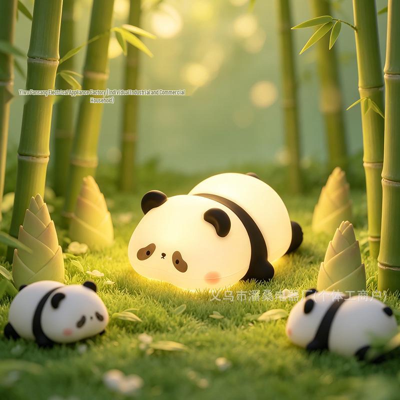 Silicone Panda Night Light: Baby Bedroom Lamp, Eye-Friendly & Rechargeable for Night Feeding
