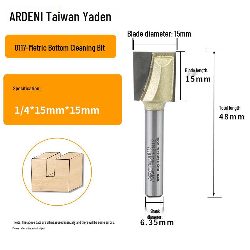 Yaden Metric Flat Bottom Woodworking Cutter: Slotting, Rebating, Milling, Trimming, Engraving, & Router.